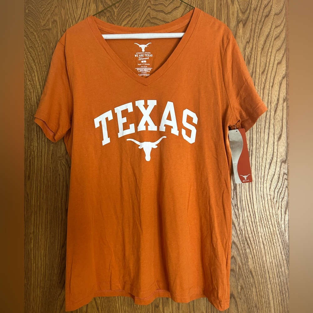 NWT Women's Orange V-Neck Texas Top